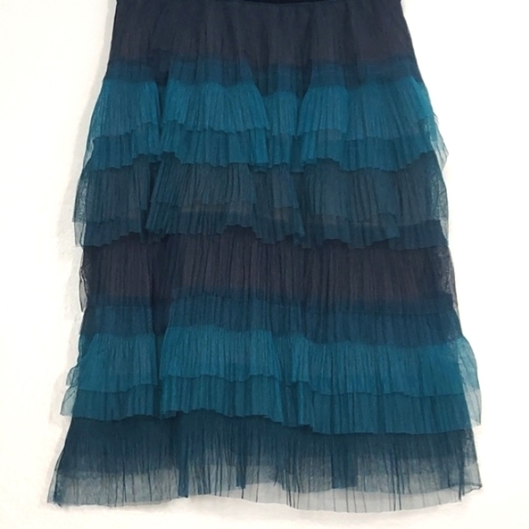 NEW Marchesa Notte Lace Ruffle Dress Teal Aqua Size 6 - Picture 5 of 16